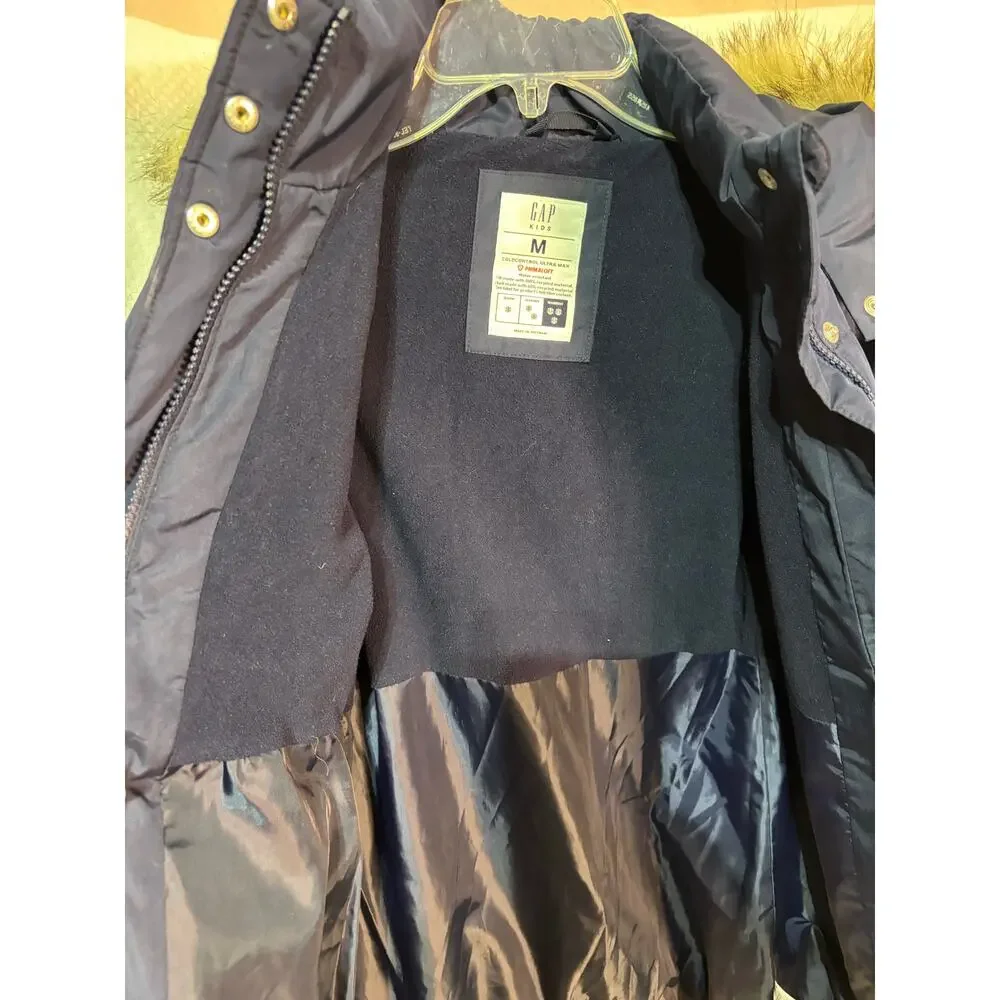 Gap M heavy weight puffer coat 3/4 length hooded pocket euc